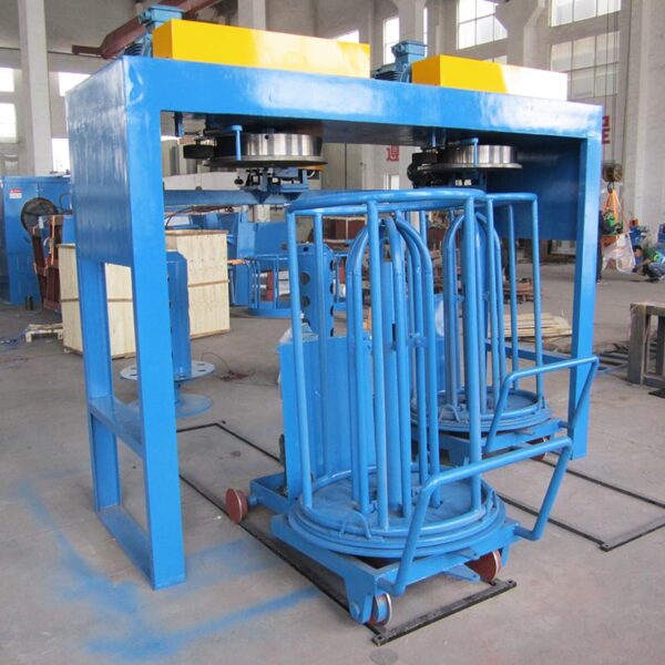 Inverted vertical wire drawing machines